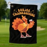 Boujee Thanksgiving Funny Turkey Bougie Boojee Friendsgiving Golf Towel thumb 1
