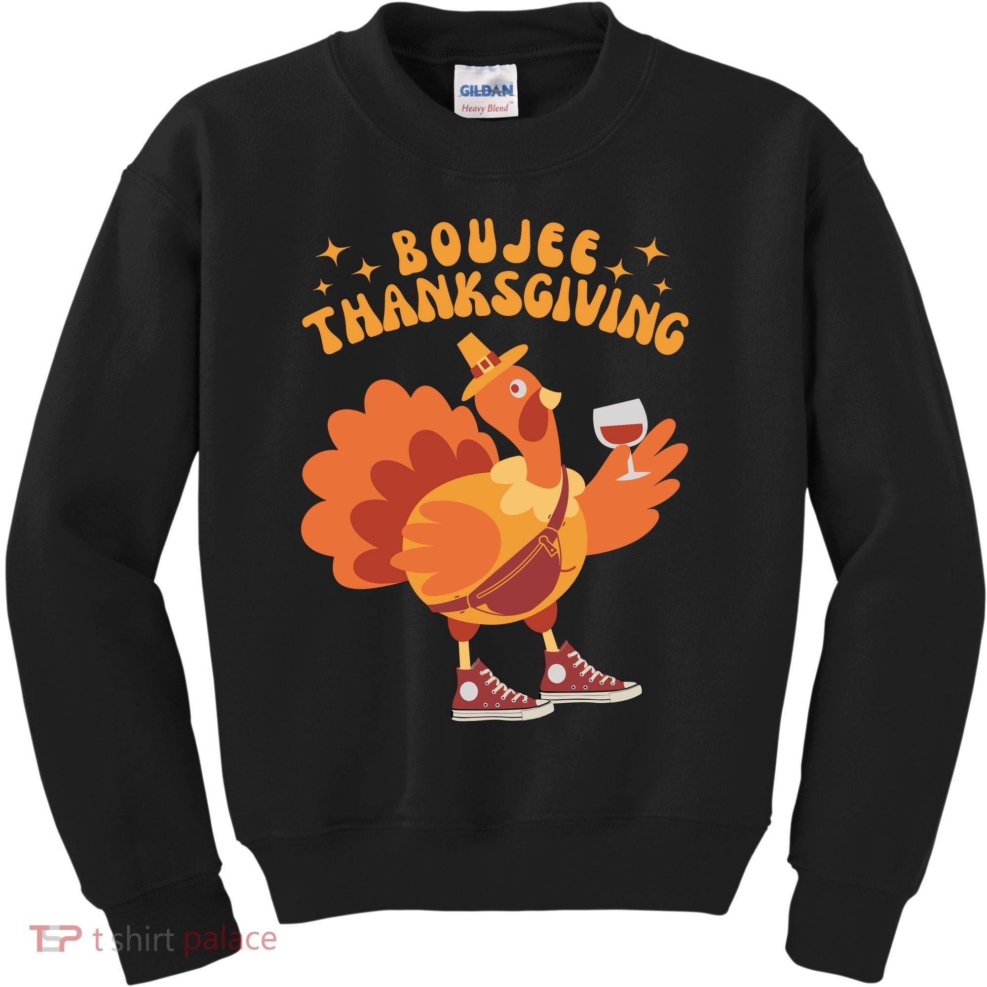Boujee Thanksgiving Funny Turkey Bougie Boojee Friendsgiving Kids Sweatshirt