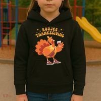 Boujee Thanksgiving Funny Turkey Bougie Boojee Friendsgiving Kids Hoodie thumb 3