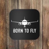 Born To Fly Funny Airplane Pilot Gift Men Aviation Airline Coaster thumb 0