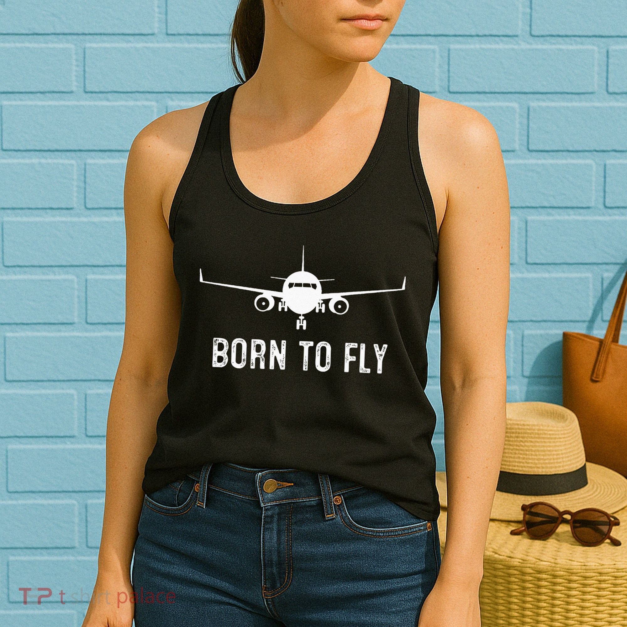Born To Fly Funny Airplane Pilot Gift Men Aviation Airline Women's Tank Top