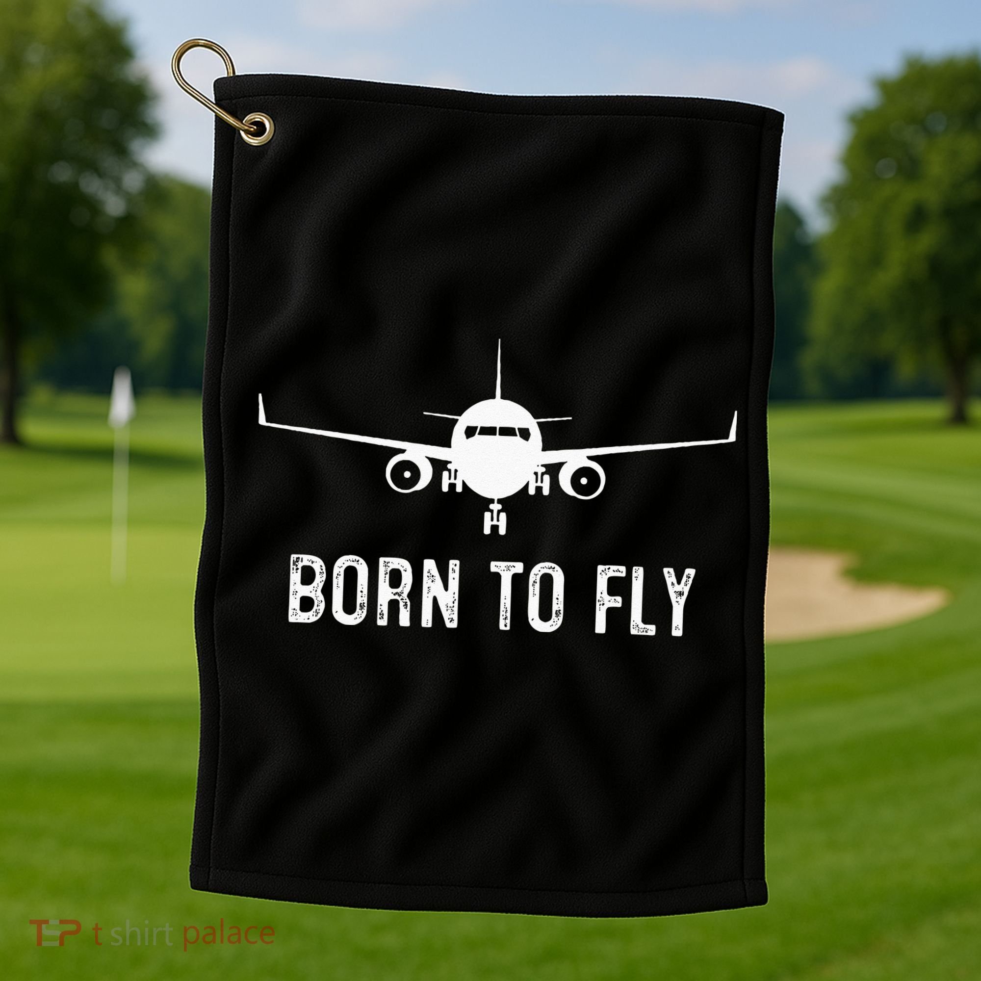 Born To Fly Funny Airplane Pilot Gift Men Aviation Airline Golf Towel