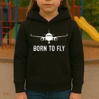 Born To Fly Funny Airplane Pilot Gift Men Aviation Airline Kids Hoodie thumb 3
