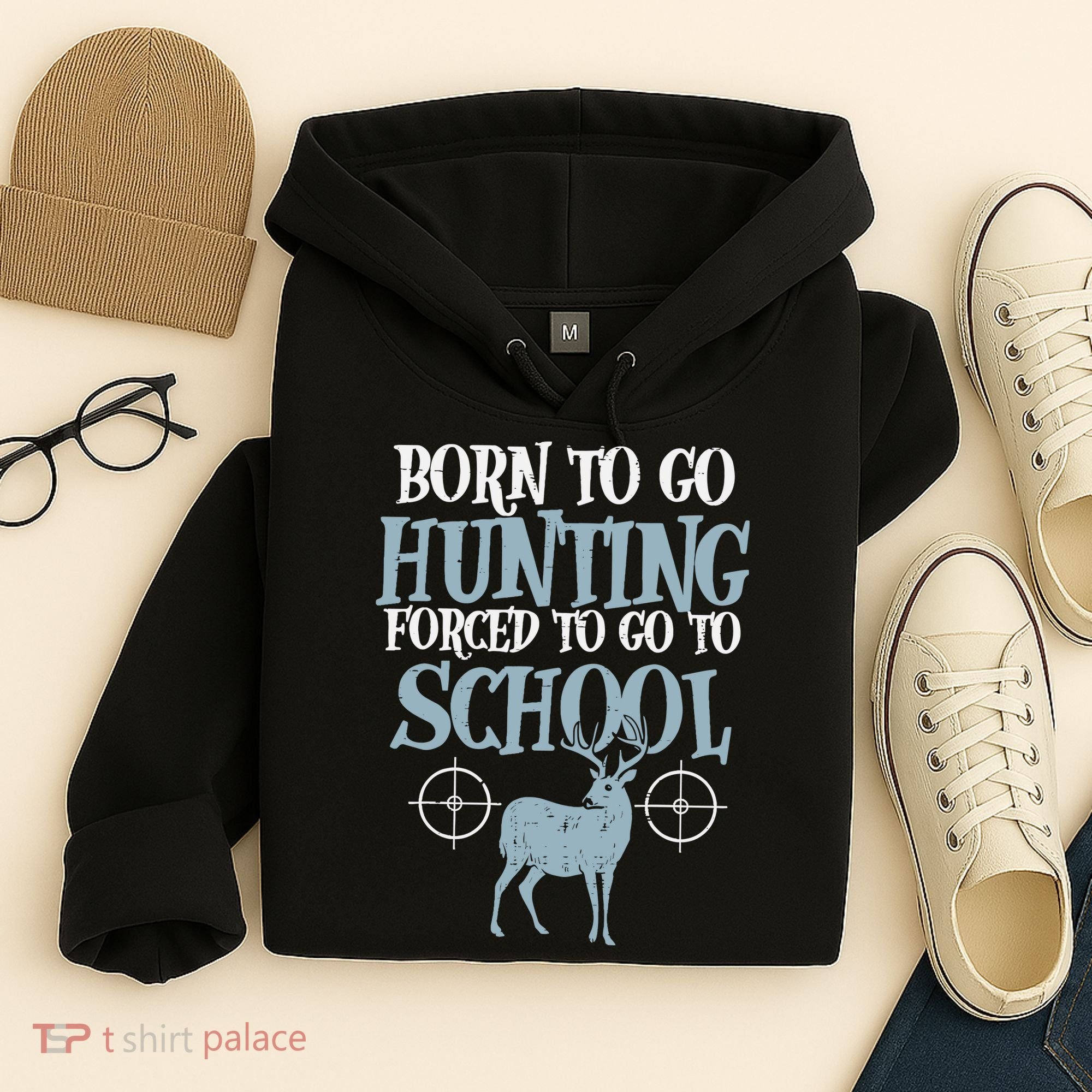 Born To Go Hunting Forced School Funny Hunter Boy Hoodie