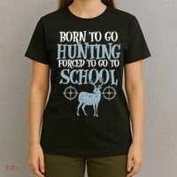Born To Go Hunting Forced School Funny Hunter Boy T-Shirt thumb 4