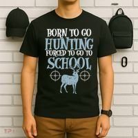 Born To Go Hunting Forced School Funny Hunter Boy T-Shirt thumb 6