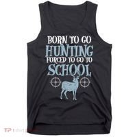 Born To Go Hunting Forced School Funny Hunter Boy Tank Top thumb 0