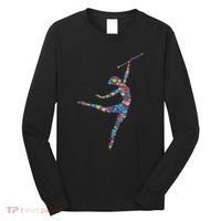 Baton Twirling Girl Silhouette Dancing Twirler Majorette Long Sleeve Shirt thumb 0