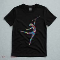 Baton Twirling Girl Silhouette Dancing Twirler Majorette T-Shirt thumb 5