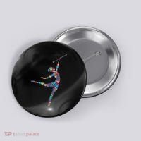 Baton Twirling Girl Silhouette Dancing Twirler Majorette Button thumb 0
