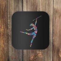 Baton Twirling Girl Silhouette Dancing Twirler Majorette Coaster thumb 0