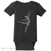 Baton Twirling Girl Silhouette Dancing Twirler Majorette Baby Bodysuit thumb 0