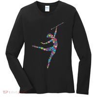 Baton Twirling Girl Silhouette Dancing Twirler Majorette Women's Long Sleeve Shirt thumb 0