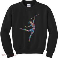 Baton Twirling Girl Silhouette Dancing Twirler Majorette Kids Sweatshirt thumb 0
