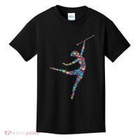 Baton Twirling Girl Silhouette Dancing Twirler Majorette Kids T-Shirt thumb 0