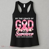 By The Grace Of God Im A Survivor Breast Cancer Awareness Women's Tank Top thumb 3