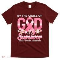 By The Grace Of God Im A Survivor Breast Cancer Awareness T-Shirt thumb 0