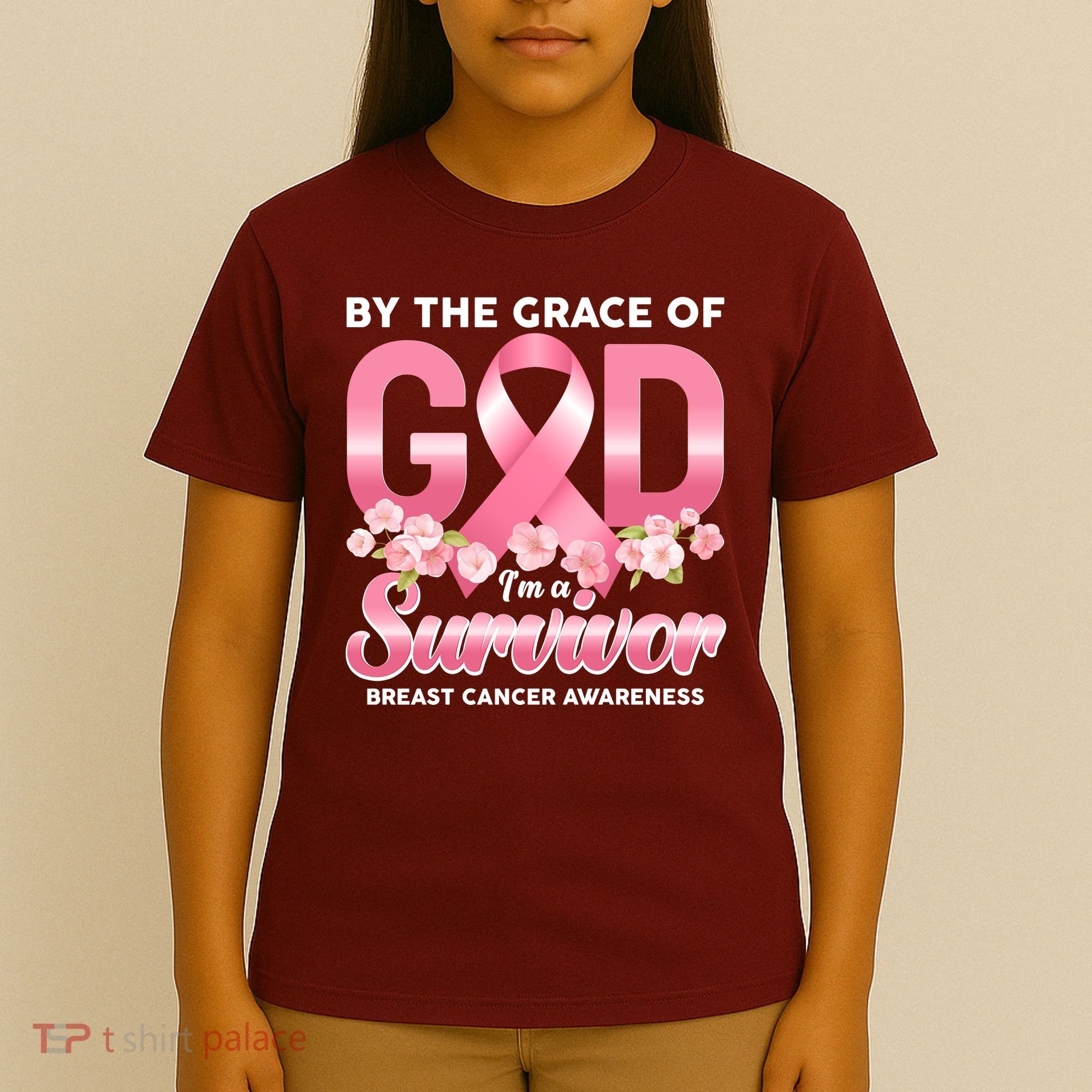 By The Grace Of God Im A Survivor Breast Cancer Awareness T-Shirt