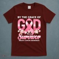 By The Grace Of God Im A Survivor Breast Cancer Awareness T-Shirt thumb 5