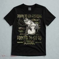 Born To Go Fishing Forced To Go To School Camo Us Flag T-Shirt thumb 5