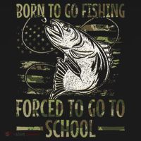 Born To Go Fishing Forced To Go To School Camo Us Flag T-Shirt thumb 7