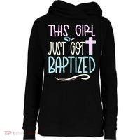 Baptism This Girl Baptized Christian 23 Womens Funnel Neck Pullover Hood thumb 0