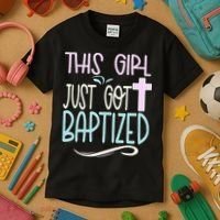 Baptism This Girl Baptized Christian 23 Kids T-Shirt thumb 3