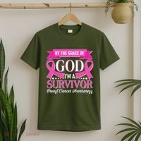 By The Grace Of God I'm A Survivor Breast Cancer Awareness T-Shirt thumb 2