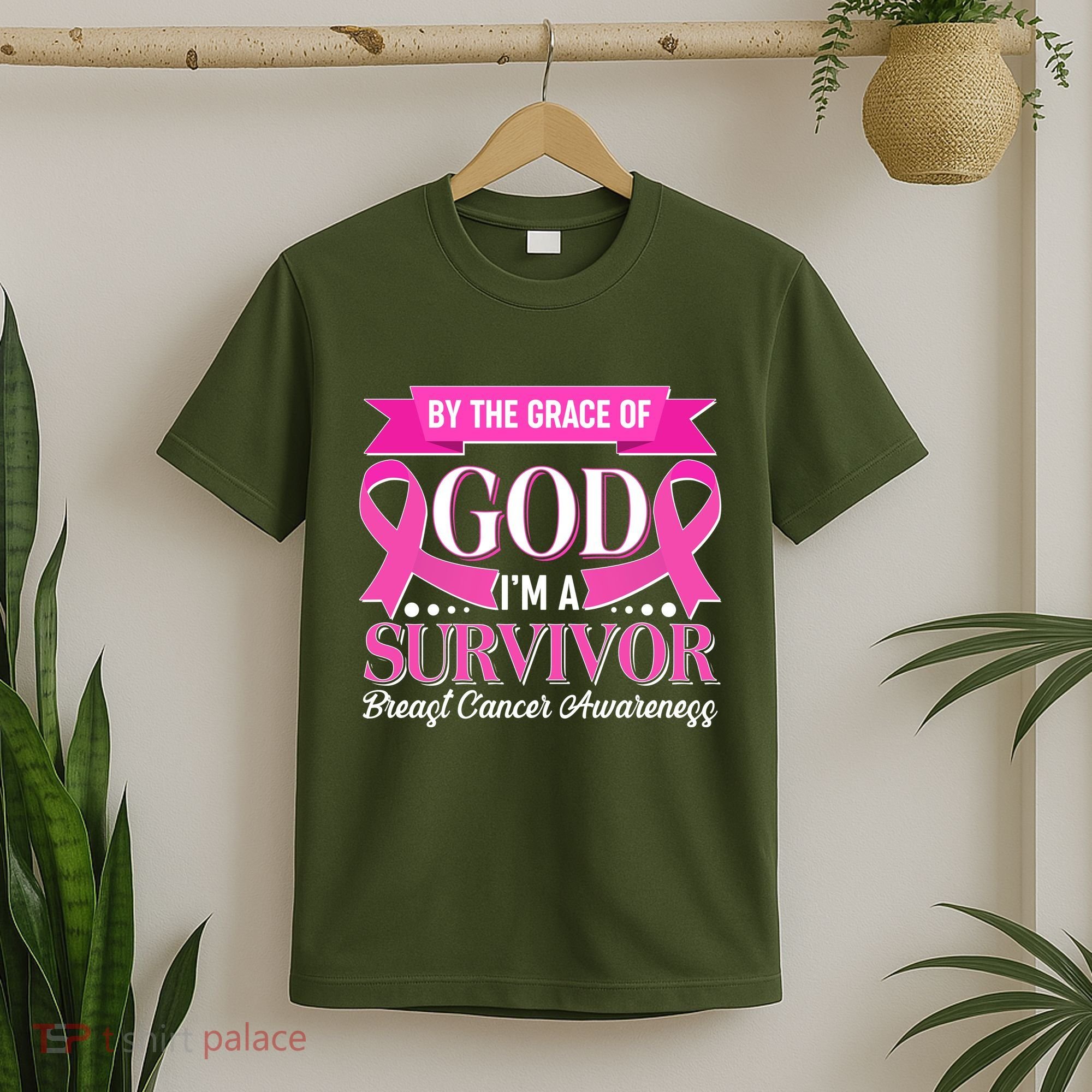 By The Grace Of God I'm A Survivor Breast Cancer Awareness T-Shirt