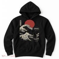 Bruh. The Great Wave Kanagawa Funny Japanese Surfing Cat Hoodie thumb 0