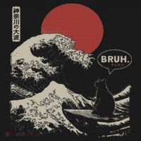 Bruh. The Great Wave Kanagawa Funny Japanese Surfing Cat Apron thumb 3