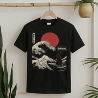 Bruh. The Great Wave Kanagawa Funny Japanese Surfing Cat T-Shirt thumb 2