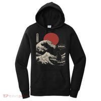 Bruh. The Great Wave Kanagawa Funny Japanese Surfing Cat Women's Hoodie thumb 0