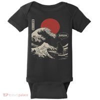 Bruh. The Great Wave Kanagawa Funny Japanese Surfing Cat Baby Bodysuit thumb 0