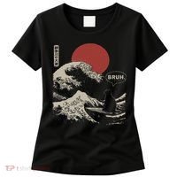 Bruh. The Great Wave Kanagawa Funny Japanese Surfing Cat Women's T-Shirt thumb 0