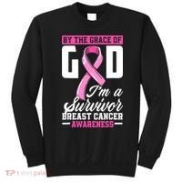 By The Grace God I'm A Survivor Breast Cancer Survivor Sweatshirt thumb 0