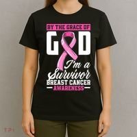 By The Grace God I'm A Survivor Breast Cancer Survivor T-Shirt thumb 4