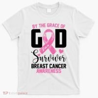 By The Grace God Im A Survivor Breast Cancer Awareness T-Shirt thumb 0