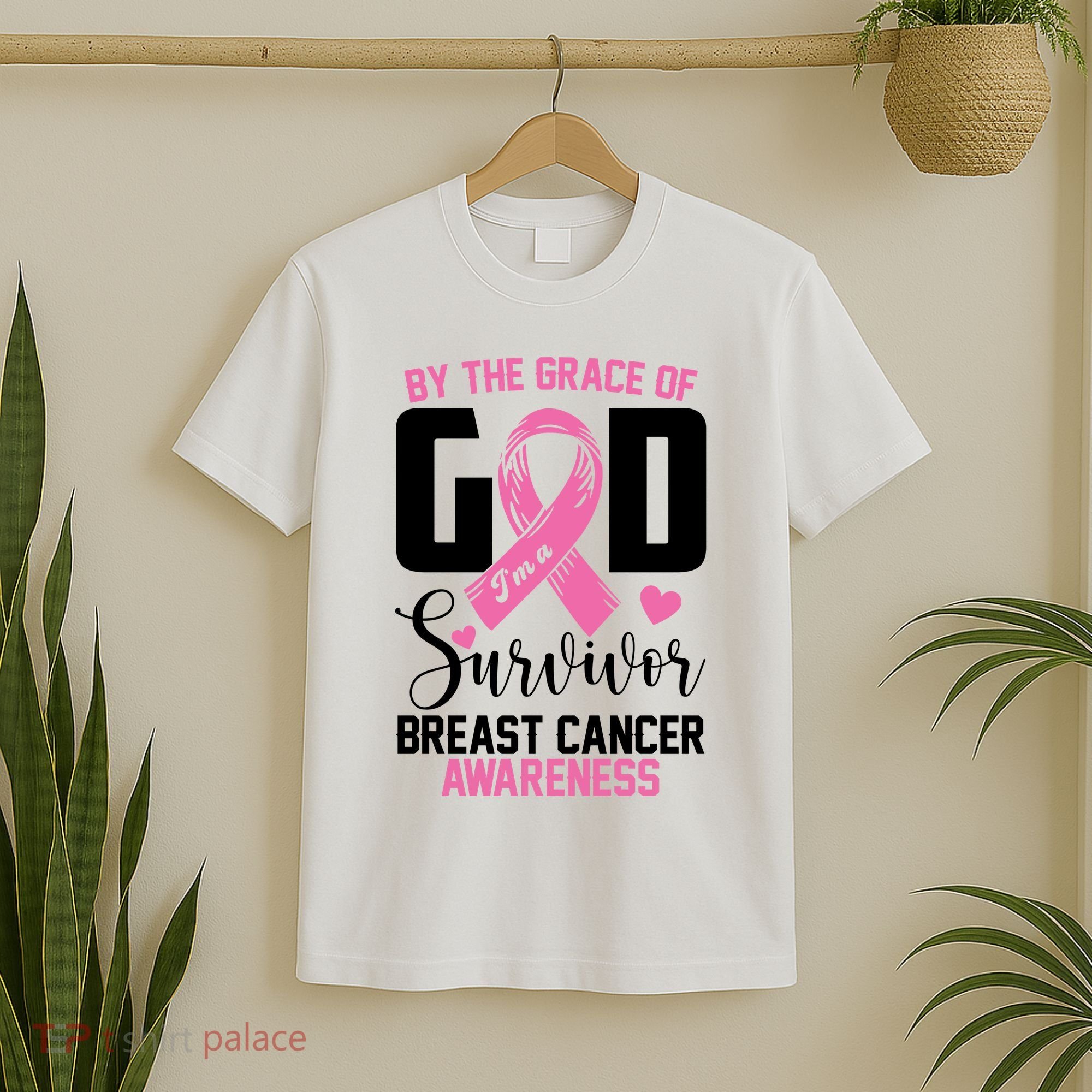 By The Grace God Im A Survivor Breast Cancer Awareness T-Shirt