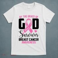 By The Grace God Im A Survivor Breast Cancer Awareness T-Shirt thumb 5