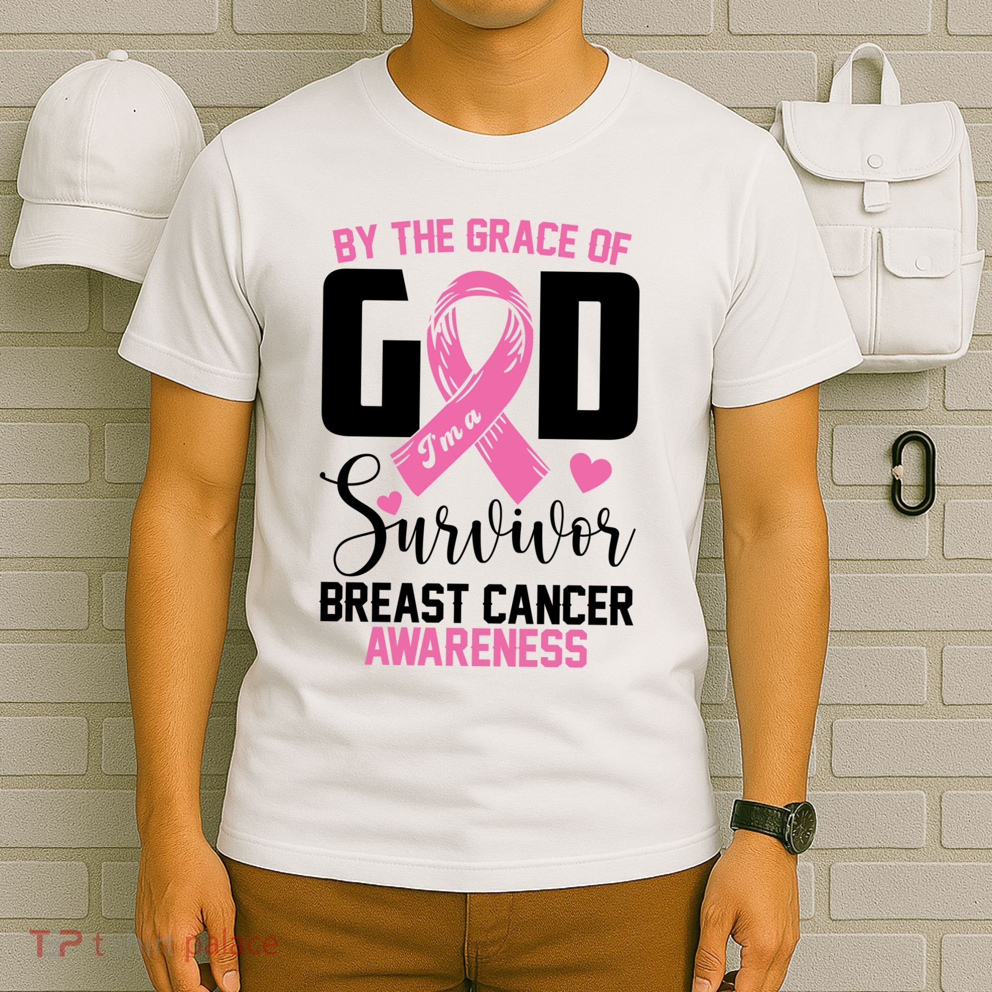 By The Grace God Im A Survivor Breast Cancer Awareness T-Shirt