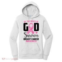 By The Grace God Im A Survivor Breast Cancer Awareness Women's Hoodie thumb 0