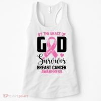 By The Grace God Im A Survivor Breast Cancer Awareness Women's Tank Top thumb 0