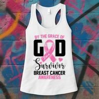 By The Grace God Im A Survivor Breast Cancer Awareness Women's Tank Top thumb 3