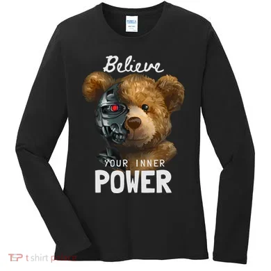 Bear Toy Half Robot Women's Long Sleeve Shirt