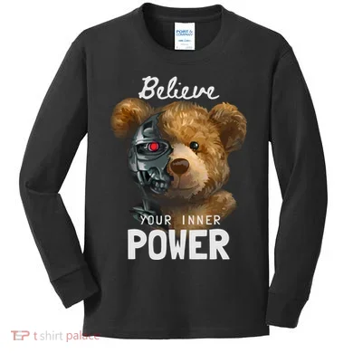 Bear Toy Half Robot Kids Long Sleeve Shirt
