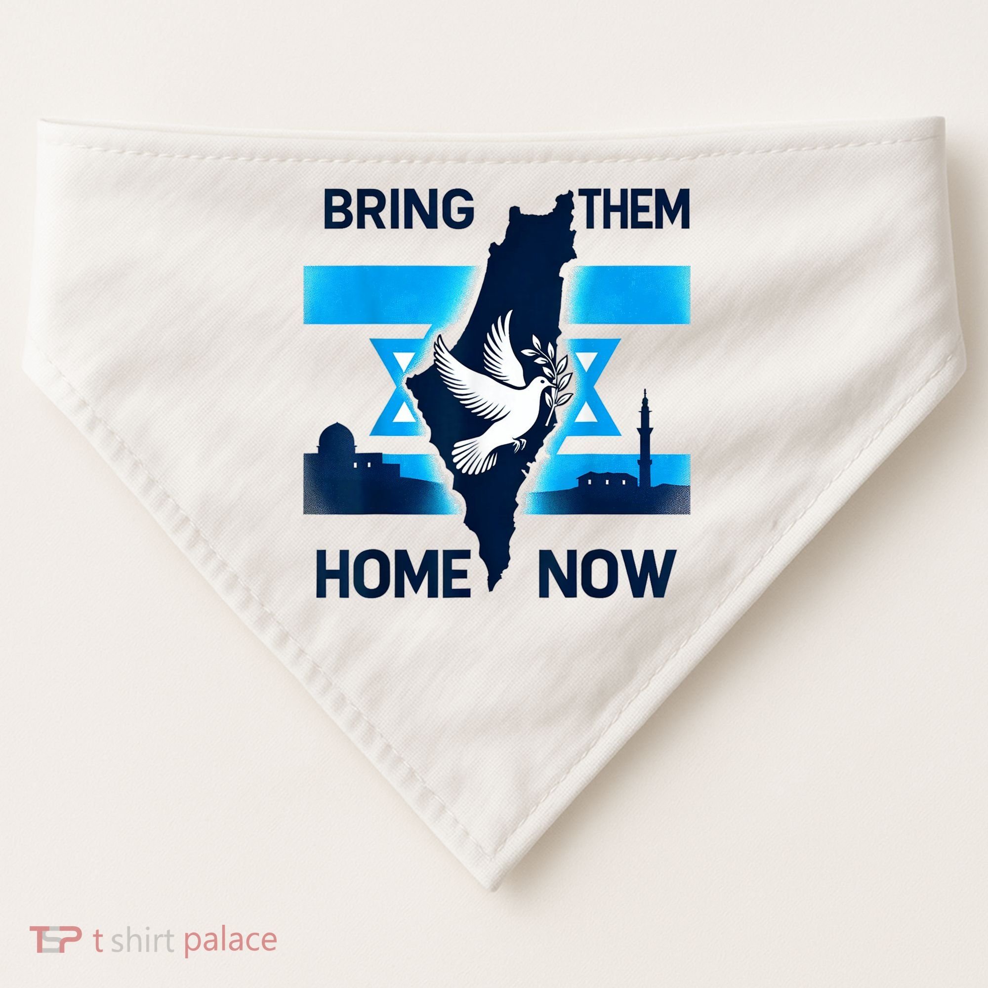 Bring Them Home Now! Stand With Israel Flag America USA-Made Doggie Bandana