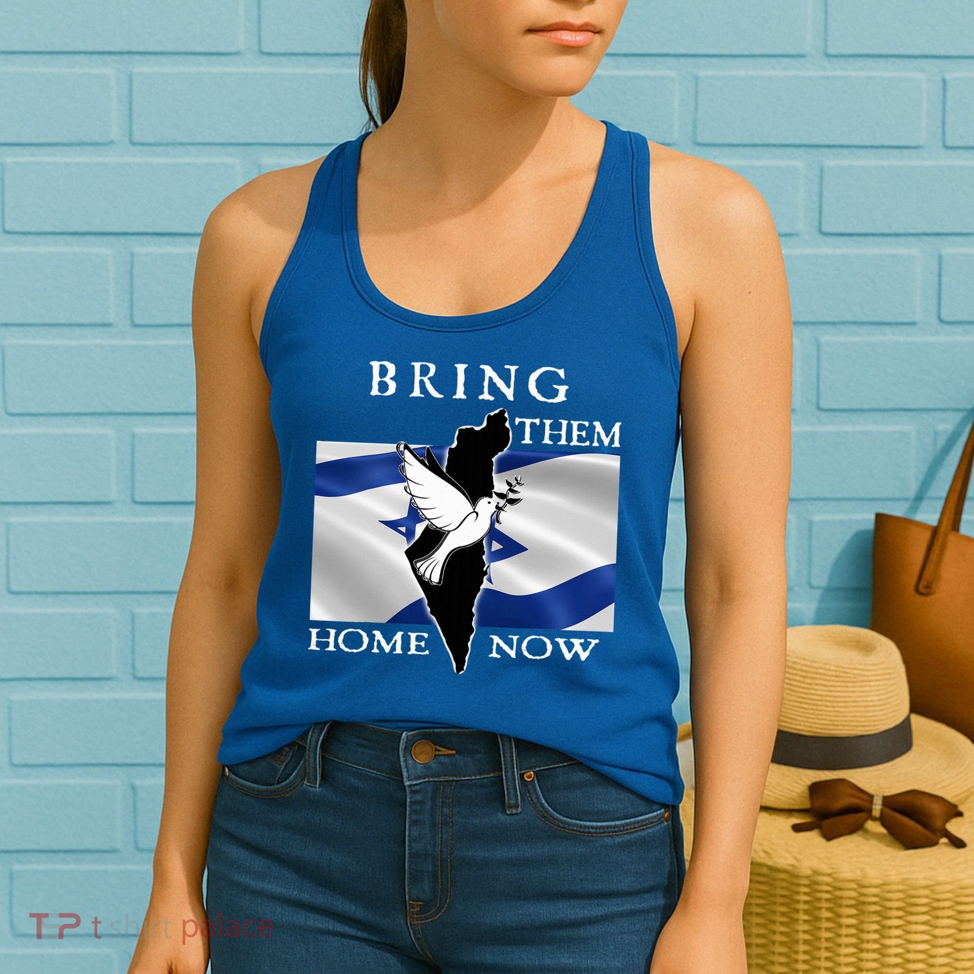 Bring Them Home Now Stand With Israel America Flag Patriotic  Women's Tank Top
