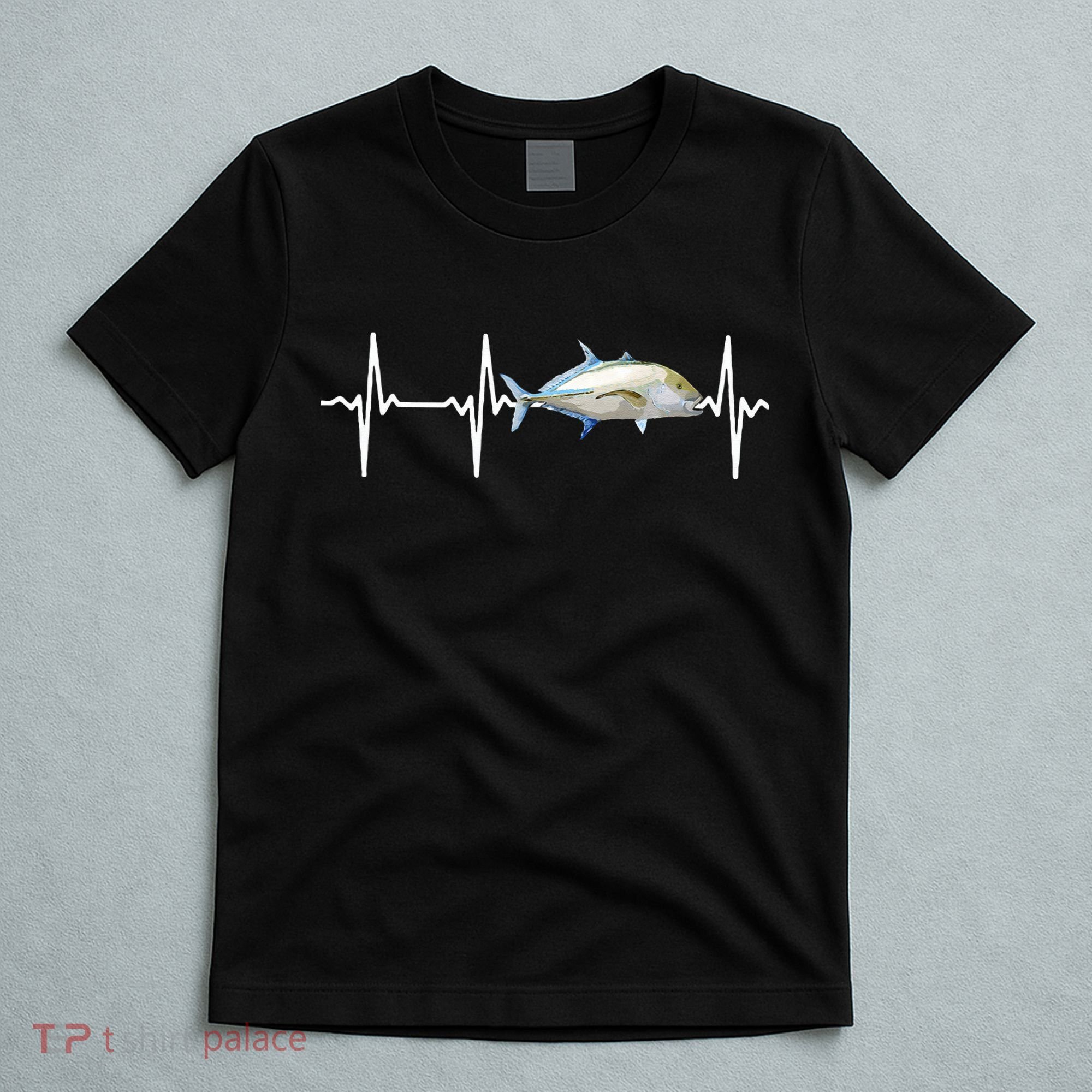 Bluefin Trevally Heartbeat For Saltwater Fish Fishing Lovers T-Shirt
