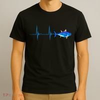 Bluefin Tuna Heartbeat EKG Pulseline Deep Sea Fishing T-Shirt thumb 3